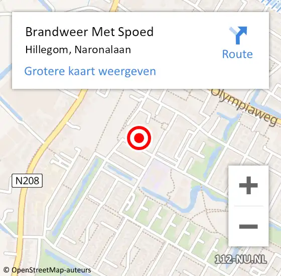 Locatie op kaart van de 112 melding: Brandweer Met Spoed Naar Hillegom, Naronalaan op 24 maart 2023 20:09