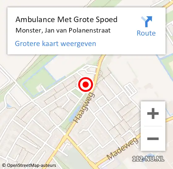 Locatie op kaart van de 112 melding: Ambulance Met Grote Spoed Naar Monster, Jan van Polanenstraat op 24 maart 2023 20:16