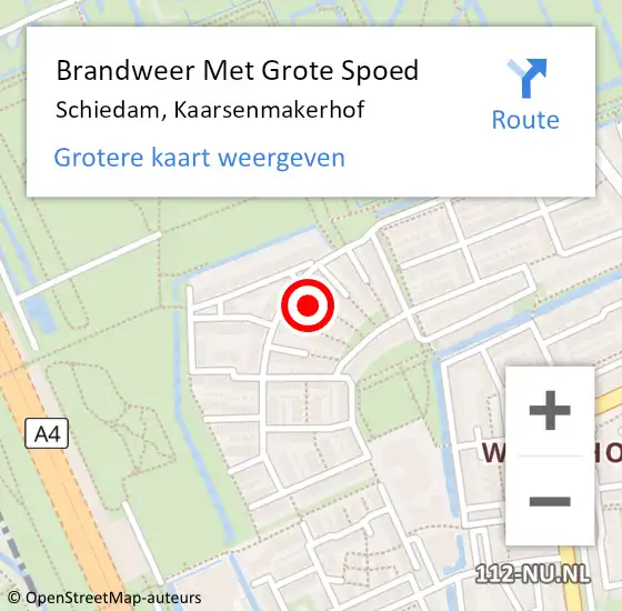 Locatie op kaart van de 112 melding: Brandweer Met Grote Spoed Naar Schiedam, Kaarsenmakerhof op 24 maart 2023 20:40