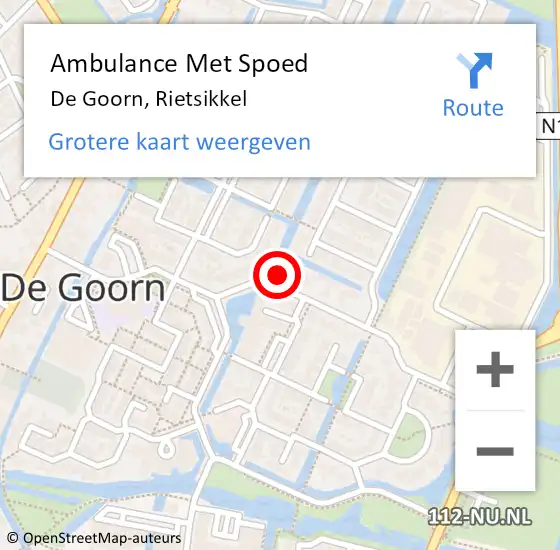 Locatie op kaart van de 112 melding: Ambulance Met Spoed Naar De Goorn, Rietsikkel op 24 maart 2023 21:01