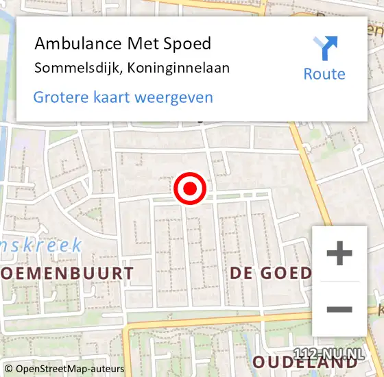 Locatie op kaart van de 112 melding: Ambulance Met Spoed Naar Sommelsdijk, Koninginnelaan op 24 maart 2023 21:03