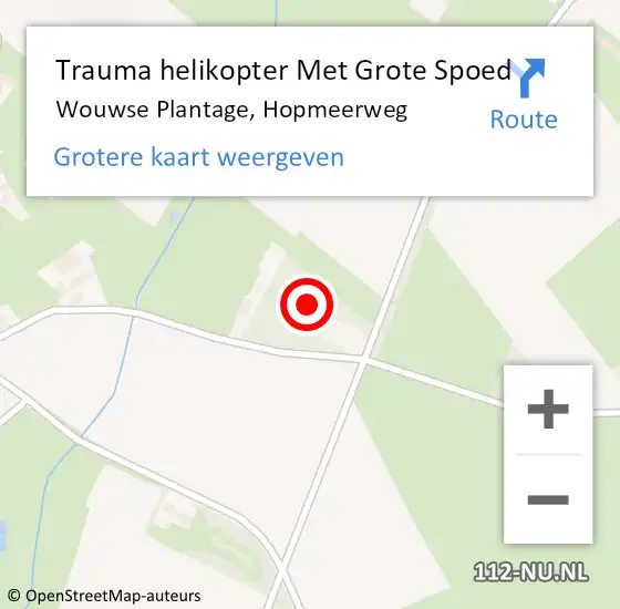 Locatie op kaart van de 112 melding: Trauma helikopter Met Grote Spoed Naar Wouwse Plantage, Hopmeerweg op 24 maart 2023 21:48