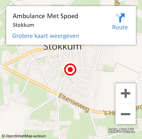 Locatie op kaart van de 112 melding: Ambulance Met Spoed Naar Stokkum op 24 maart 2023 22:07