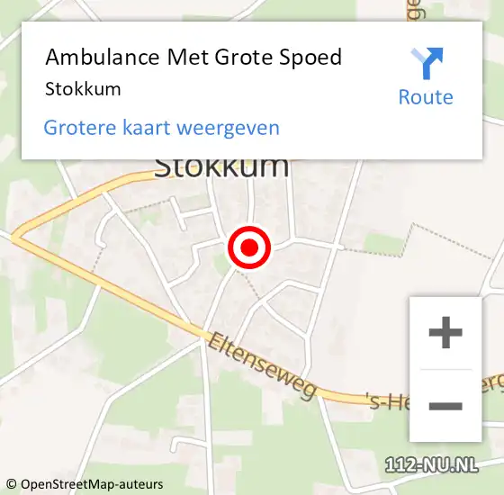 Locatie op kaart van de 112 melding: Ambulance Met Grote Spoed Naar Stokkum op 24 maart 2023 22:31