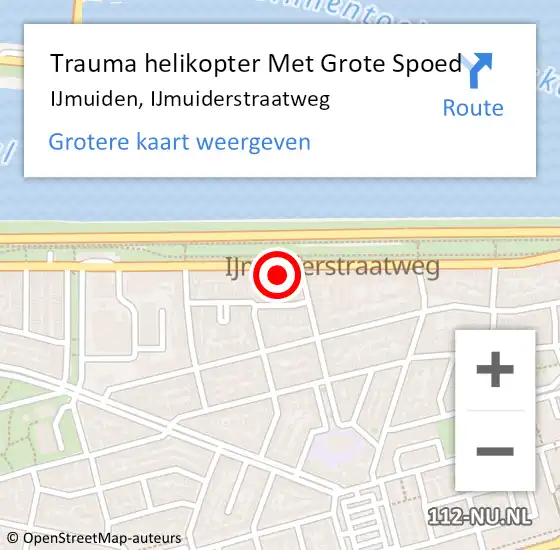 Locatie op kaart van de 112 melding: Trauma helikopter Met Grote Spoed Naar IJmuiden, IJmuiderstraatweg op 24 maart 2023 22:51