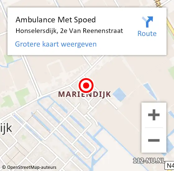 Locatie op kaart van de 112 melding: Ambulance Met Spoed Naar Honselersdijk, 2e Van Reenenstraat op 24 maart 2023 23:12