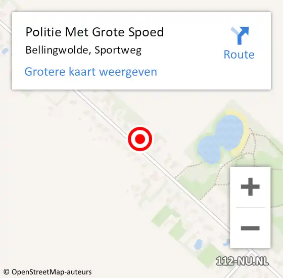 Locatie op kaart van de 112 melding: Politie Met Grote Spoed Naar Bellingwolde, Sportweg op 24 maart 2023 23:32