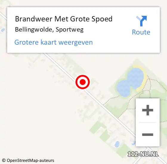 Locatie op kaart van de 112 melding: Brandweer Met Grote Spoed Naar Bellingwolde, Sportweg op 24 maart 2023 23:32