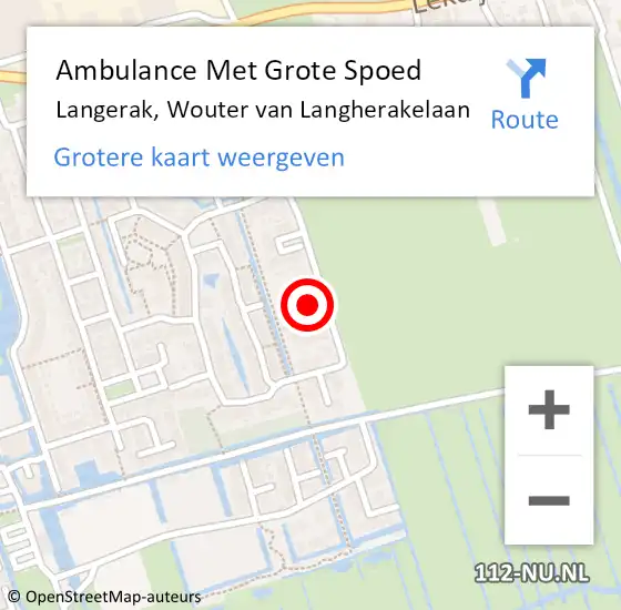 Locatie op kaart van de 112 melding: Ambulance Met Grote Spoed Naar Langerak, Wouter van Langherakelaan op 25 maart 2023 00:26