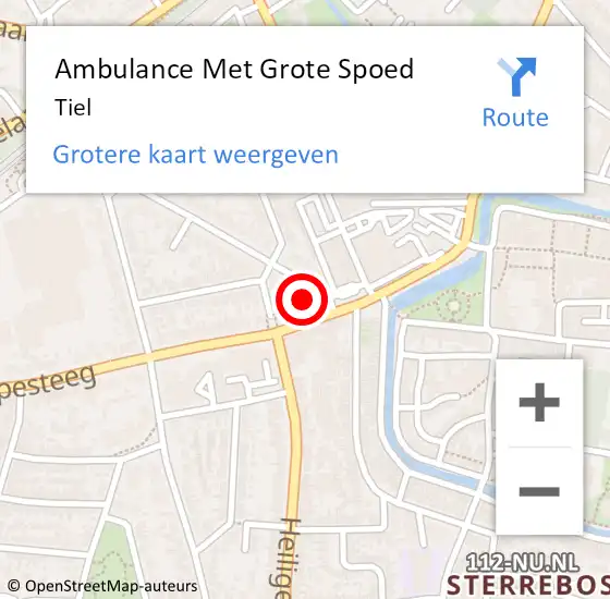 Locatie op kaart van de 112 melding: Ambulance Met Grote Spoed Naar Tiel op 25 maart 2023 01:06