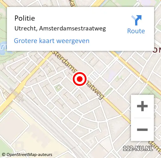 Locatie op kaart van de 112 melding: Politie Utrecht, Amsterdamsestraatweg op 25 maart 2023 01:19