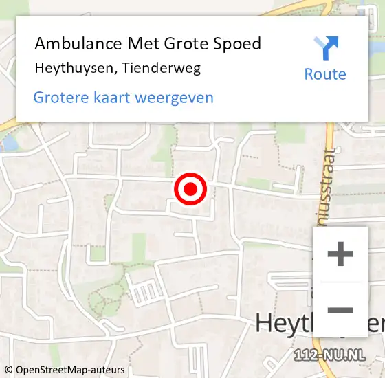 Locatie op kaart van de 112 melding: Ambulance Met Grote Spoed Naar Heythuysen, Tienderweg op 25 maart 2023 01:27