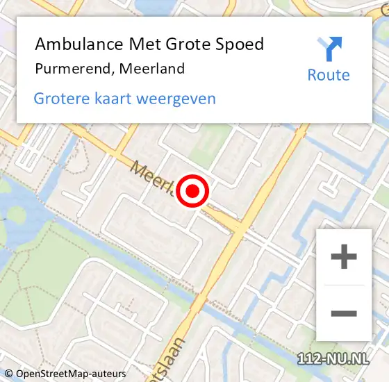 Locatie op kaart van de 112 melding: Ambulance Met Grote Spoed Naar Purmerend, Meerland op 25 maart 2023 01:38