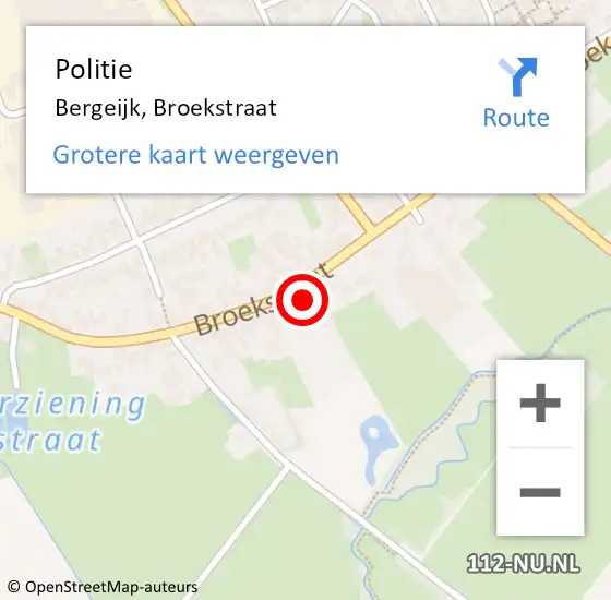 Locatie op kaart van de 112 melding: Politie Bergeijk, Broekstraat op 25 maart 2023 02:35