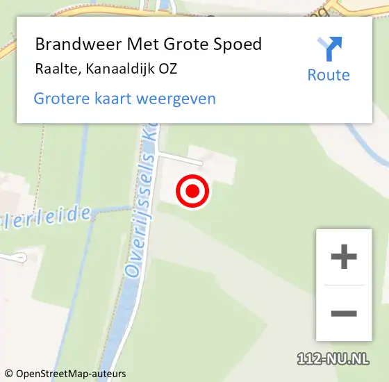 Locatie op kaart van de 112 melding: Brandweer Met Grote Spoed Naar Raalte, Kanaaldijk OZ op 25 maart 2023 03:35