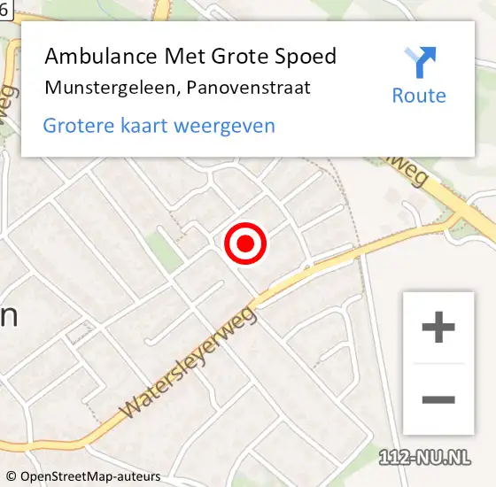 Locatie op kaart van de 112 melding: Ambulance Met Grote Spoed Naar Munstergeleen, Panovenstraat op 12 oktober 2013 01:10