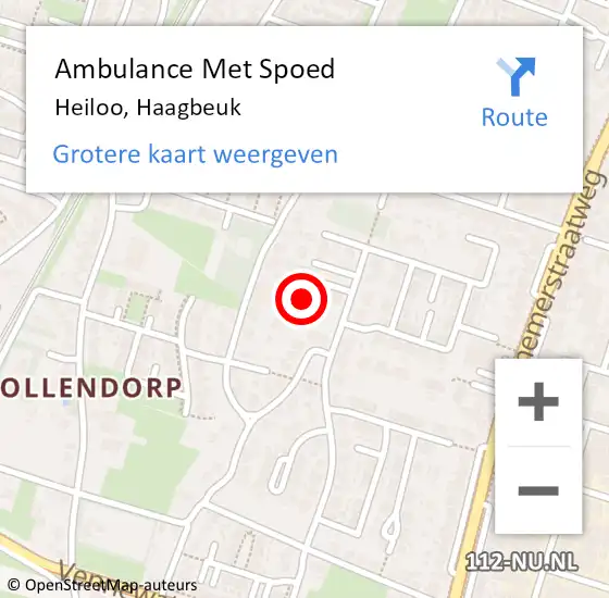Locatie op kaart van de 112 melding: Ambulance Met Spoed Naar Heiloo, Haagbeuk op 25 maart 2023 04:07