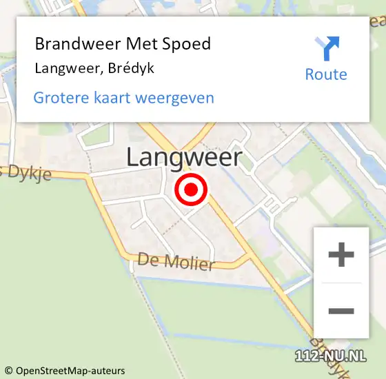 Locatie op kaart van de 112 melding: Brandweer Met Spoed Naar Langweer, Brédyk op 25 maart 2023 06:52