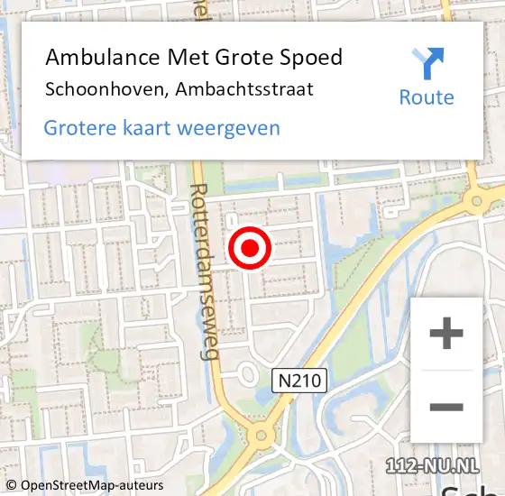 Locatie op kaart van de 112 melding: Ambulance Met Grote Spoed Naar Schoonhoven, Ambachtsstraat op 25 maart 2023 07:16