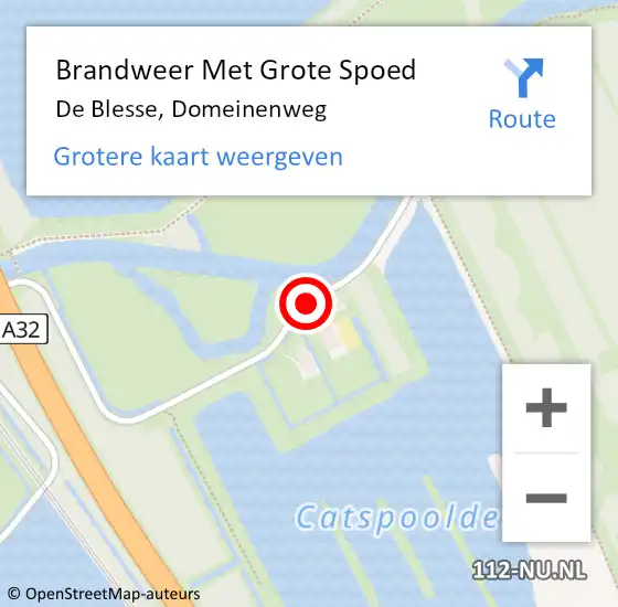 Locatie op kaart van de 112 melding: Brandweer Met Grote Spoed Naar De Blesse, Domeinenweg op 25 maart 2023 07:30