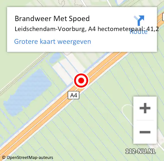Locatie op kaart van de 112 melding: Brandweer Met Spoed Naar Leidschendam-Voorburg, A4 hectometerpaal: 41,2 op 25 maart 2023 07:38