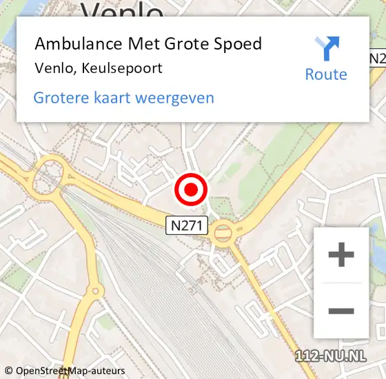 Locatie op kaart van de 112 melding: Ambulance Met Grote Spoed Naar Venlo, Keulsepoort op 25 maart 2023 08:10