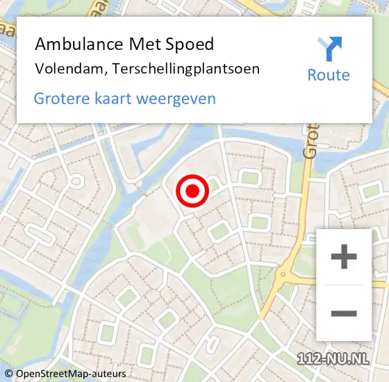 Locatie op kaart van de 112 melding: Ambulance Met Spoed Naar Volendam, Terschellingplantsoen op 25 maart 2023 08:24