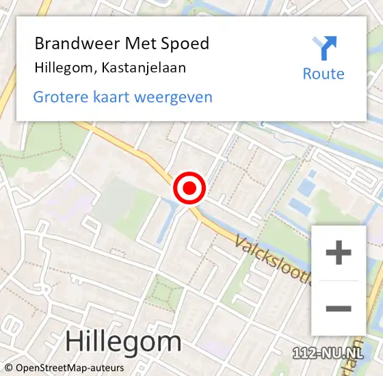 Locatie op kaart van de 112 melding: Brandweer Met Spoed Naar Hillegom, Kastanjelaan op 25 maart 2023 08:58