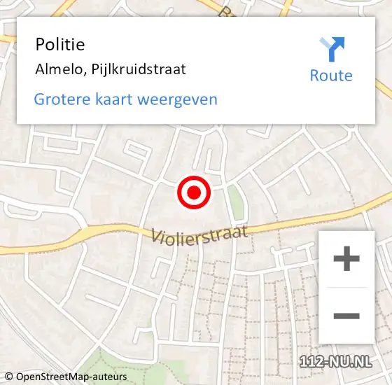 Locatie op kaart van de 112 melding: Politie Almelo, Pijlkruidstraat op 25 maart 2023 09:30