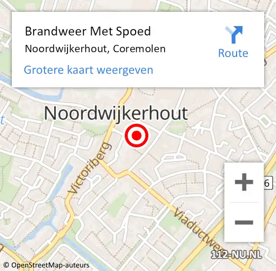 Locatie op kaart van de 112 melding: Brandweer Met Spoed Naar Noordwijkerhout, Coremolen op 25 maart 2023 09:32