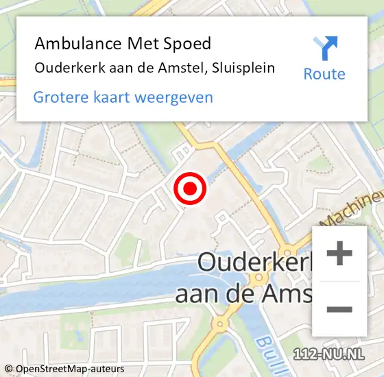 Locatie op kaart van de 112 melding: Ambulance Met Spoed Naar Ouderkerk aan de Amstel, Sluisplein op 25 maart 2023 10:40