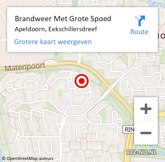 Locatie op kaart van de 112 melding: Brandweer Met Grote Spoed Naar Apeldoorn, Eekschillersdreef op 25 maart 2023 11:07