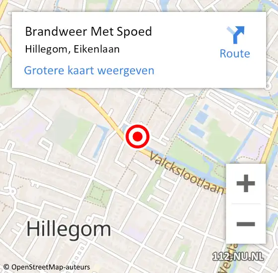 Locatie op kaart van de 112 melding: Brandweer Met Spoed Naar Hillegom, Eikenlaan op 25 maart 2023 11:08