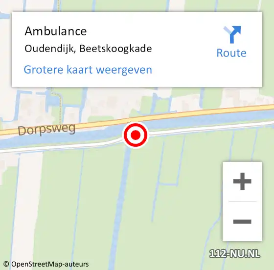 Locatie op kaart van de 112 melding: Ambulance Oudendijk, Beetskoogkade op 25 maart 2023 11:19