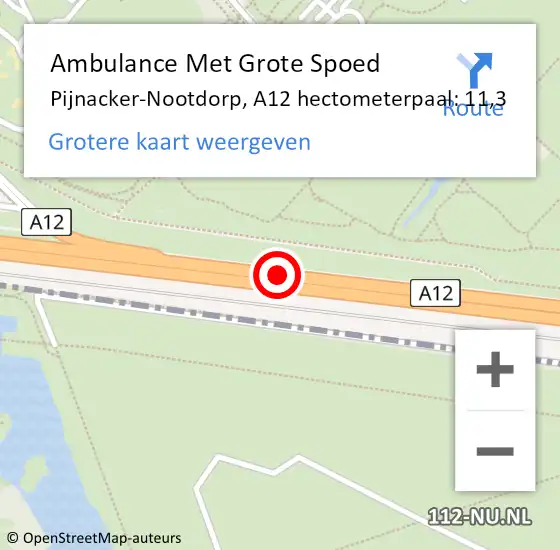 Locatie op kaart van de 112 melding: Ambulance Met Grote Spoed Naar Pijnacker-Nootdorp, A12 hectometerpaal: 11,3 op 25 maart 2023 11:31