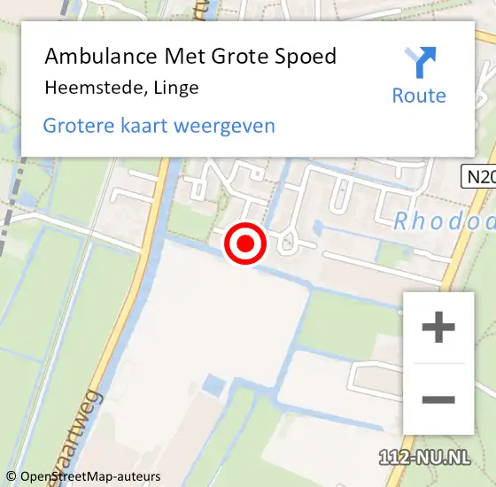 Locatie op kaart van de 112 melding: Ambulance Met Grote Spoed Naar Heemstede, Linge op 25 maart 2023 11:35