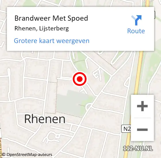 Locatie op kaart van de 112 melding: Brandweer Met Spoed Naar Rhenen, Lijsterberg op 25 maart 2023 11:37