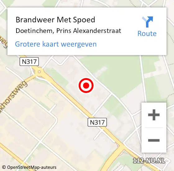 Locatie op kaart van de 112 melding: Brandweer Met Spoed Naar Doetinchem, Prins Alexanderstraat op 25 maart 2023 12:09