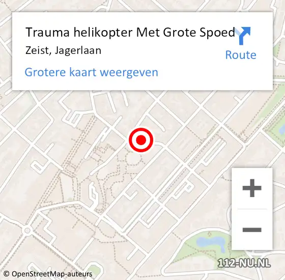 Locatie op kaart van de 112 melding: Trauma helikopter Met Grote Spoed Naar Zeist, Jagerlaan op 25 maart 2023 12:11