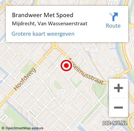 Locatie op kaart van de 112 melding: Brandweer Met Spoed Naar Mijdrecht, Van Wassenaerstraat op 25 maart 2023 12:36