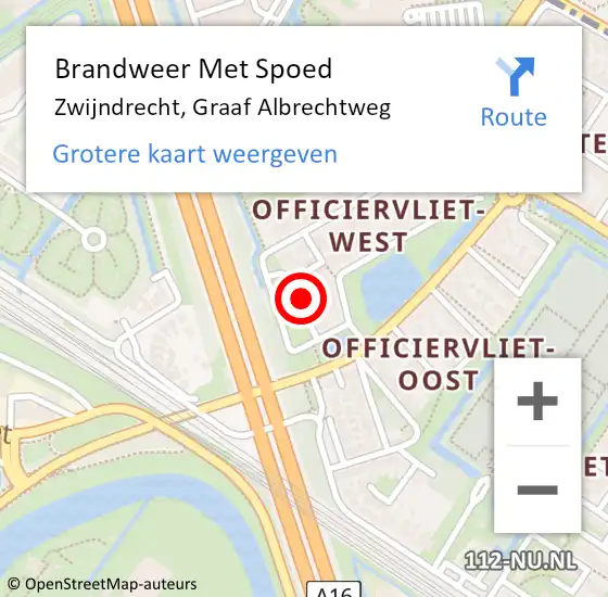 Locatie op kaart van de 112 melding: Brandweer Met Spoed Naar Zwijndrecht, Graaf Albrechtweg op 25 maart 2023 12:45