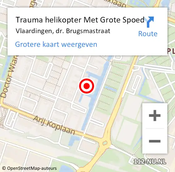 Locatie op kaart van de 112 melding: Trauma helikopter Met Grote Spoed Naar Vlaardingen, dr. Brugsmastraat op 25 maart 2023 13:12