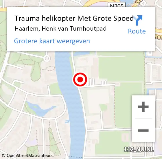 Locatie op kaart van de 112 melding: Trauma helikopter Met Grote Spoed Naar Haarlem, Henk van Turnhoutpad op 25 maart 2023 13:16