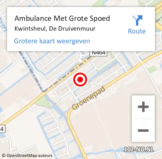 Locatie op kaart van de 112 melding: Ambulance Met Grote Spoed Naar Kwintsheul, De Druivenmuur op 25 maart 2023 13:23