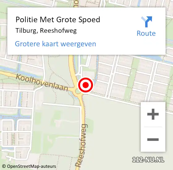 Locatie op kaart van de 112 melding: Politie Met Grote Spoed Naar Tilburg, Reeshofweg op 25 maart 2023 13:23