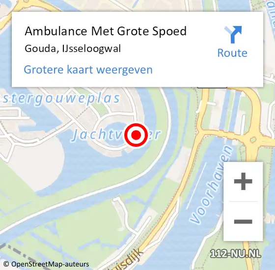 Locatie op kaart van de 112 melding: Ambulance Met Grote Spoed Naar Gouda, IJsseloogwal op 25 maart 2023 13:31