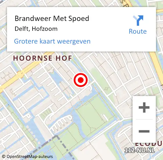 Locatie op kaart van de 112 melding: Brandweer Met Spoed Naar Delft, Hofzoom op 25 maart 2023 13:42