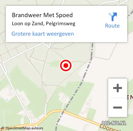 Locatie op kaart van de 112 melding: Brandweer Met Spoed Naar Loon op Zand, Pelgrimsweg op 25 maart 2023 13:54