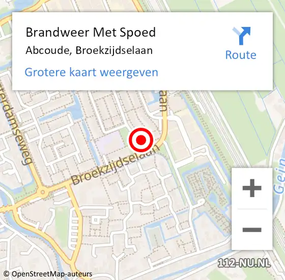 Locatie op kaart van de 112 melding: Brandweer Met Spoed Naar Abcoude, Broekzijdselaan op 25 maart 2023 14:19