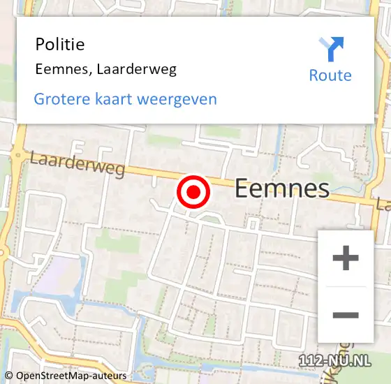 Locatie op kaart van de 112 melding: Politie Eemnes, Laarderweg op 25 maart 2023 14:20